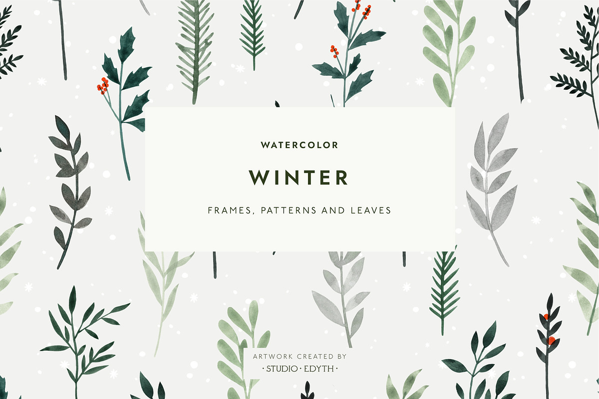 Watercolor Winter Bundle, an Illustration by Studio Edyth (Photo 1 of 6)