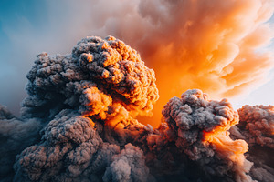 Fiery billowing smoke plumes, a Nature Photo by AlyaAnd