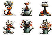 Whimsical Cats Clipart Bundle, an Illustration by CraftArtStudio (Thumbnail 4 of 6)