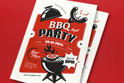 Red Retro BBQ Night Party Flyer Set, a Flyer Template by graphicook (Thumbnail 2 of 3)