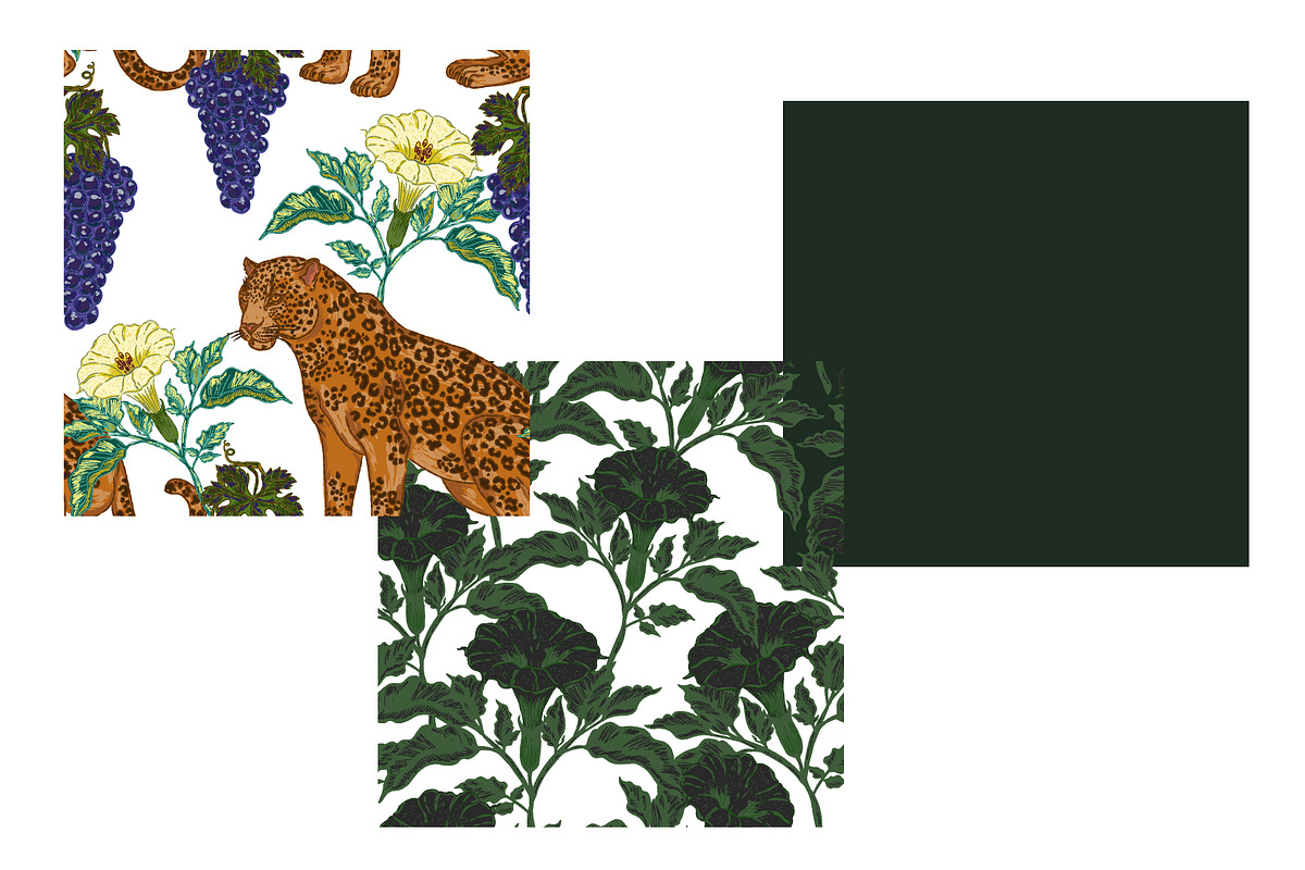 Jaguar, Datura & Grapes Pattern, a Pattern Graphic by NayaChu (Photo 11 of 12)