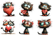 Whimsical Quirky Valentine Cat PNG, an Illustration by CraftArtStudio (Thumbnail 6 of 6)
