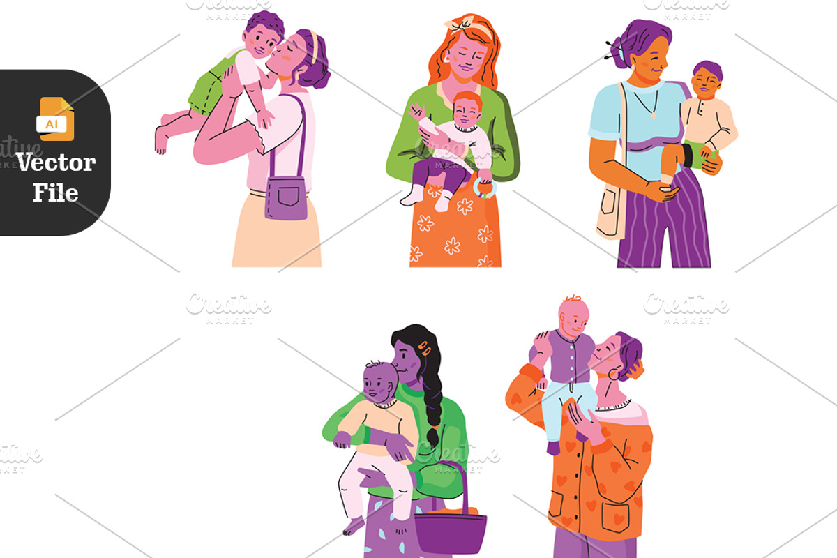 Mother’s Day Vector 10 Illustration, a Person Illustration by Peacock_design (Photo 2 of 3)