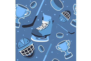 Ice hockey elements seamless pattern, an Object Illustration by YummyBuum