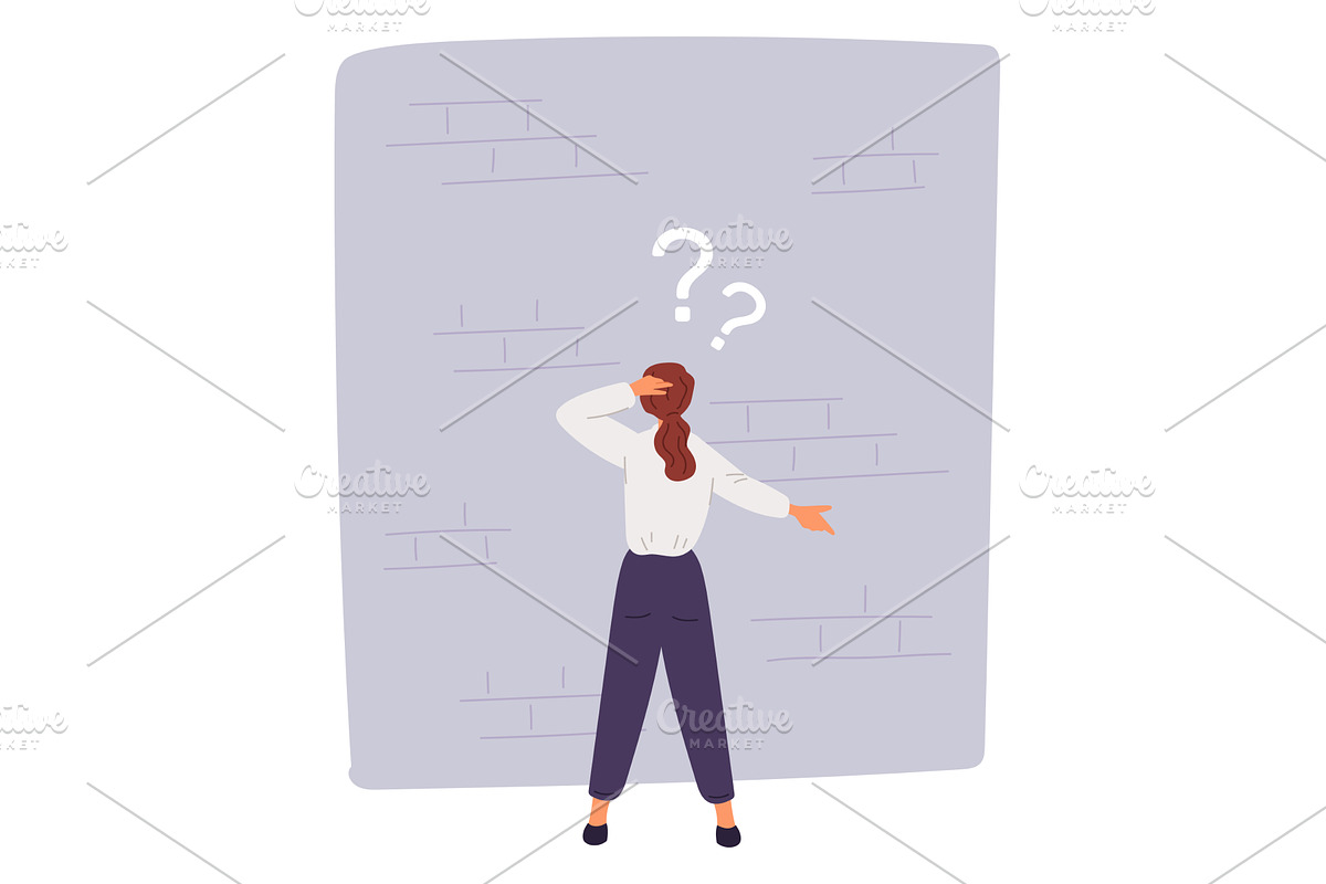 Businesswoman stands pensively in, a Person Illustration by Vectorbuum