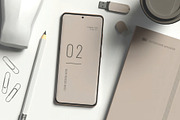 Smartphone with Office Items Mockup, an Advertising Mockup by skybluecreative (Thumbnail 1 of 3)