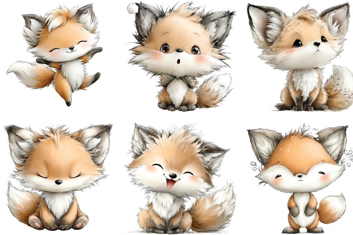 Watercolor Fox with Emotion Clipart, an Illustration by CraftArtStudio (Photo 5 of 6)