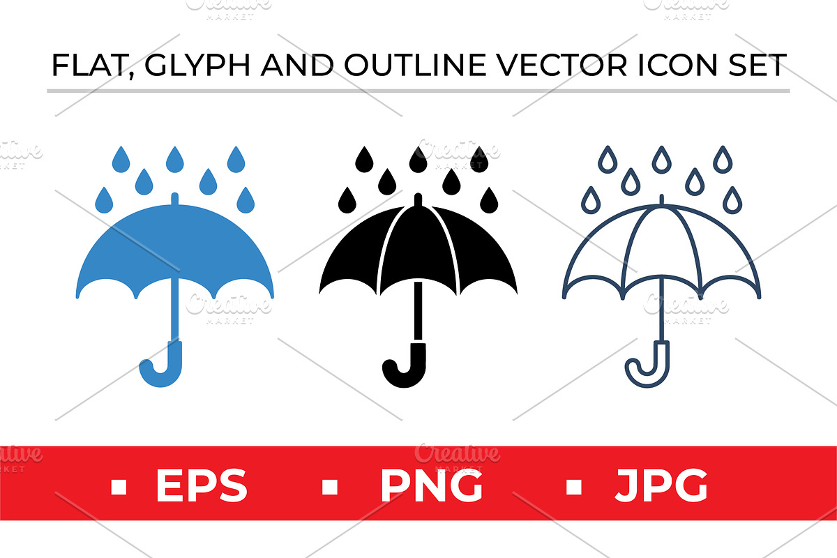 Blue Rain Umbrella Icons, an Outline Icon by Artonix (Photo 1 of 2)