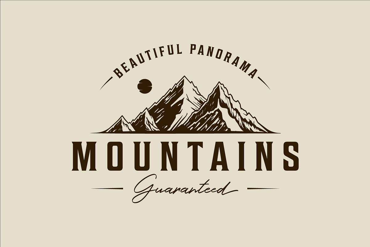 mountain and sun logo vector vintage, a Branding & Logo Template by zyxroun shop