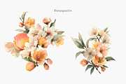 Watercolor Peach Bouquet Clipart, a Decorative Illustration by ThaismotaCreativeCo (Thumbnail 4 of 13)
