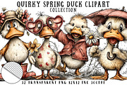 Quirky Spring Duck Clipart, an Illustration by OK Design (Thumbnail 1 of 6)