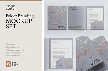 Folder Branding Mockup Set, an Advertising Mockup by mockupatelier
