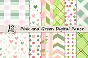 Pink and Green Digital Paper, a Texture Illustration by DreamPrint404 (Thumbnail 1 of 3)