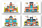 10 Fire Station Building Illustratio, a Transportation Illustration by denayunebgt (Thumbnail 2 of 4)