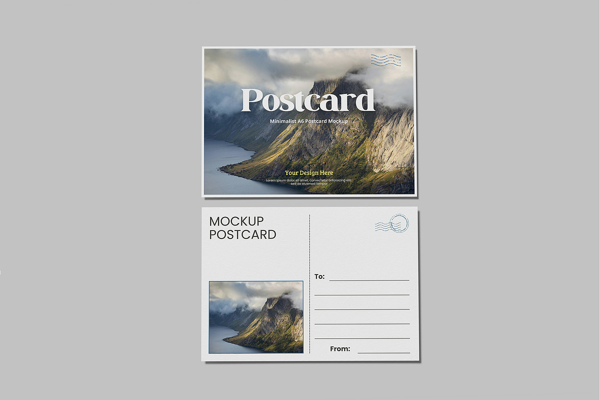Minimalist A6 Postcard Mockup, a Card Template by lamorastudio (Photo 9 of 11)