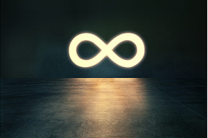Glowing infinity symbol in dark, an Abstract Photo by Gladkov photography
