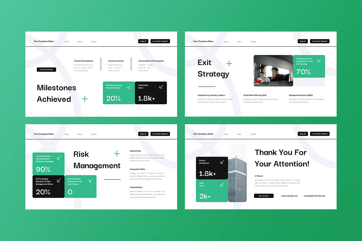 White Green Pitch Deck PPT, a Presentation Template by Aiyari Graphic (Photo 5 of 5)