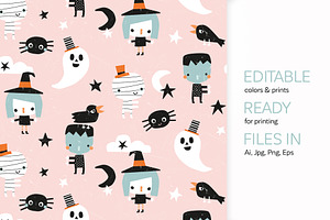 Kids Halloween Seamless Patterns