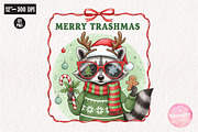 Merry Trashmas Raccoon Gift PNG, an Illustration by CreationArt (Thumbnail 1 of 4)