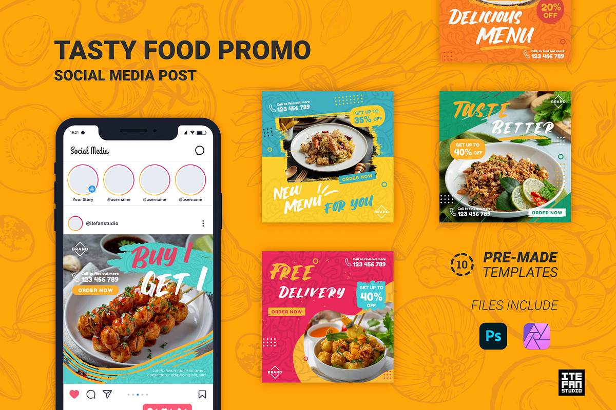 Tasty Food Promo Social Media Post, a Social Media Template by itefan Studio (Photo 1 of 4)