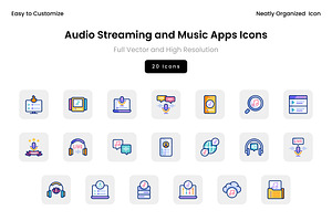 Audio Streaming and Music Apps Icons, an Icon by Wencory