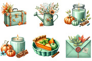 Mint Green Autumn Clipart PNG, an Illustration by DreamArtGraphic (Thumbnail 3 of 4)
