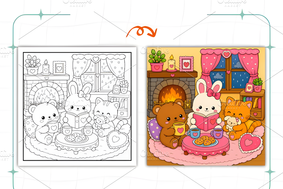 Kawaii Daydreamy Cute Coloring Pages, a Decorative Illustration by Coco Bloom (Photo 4 of 8)