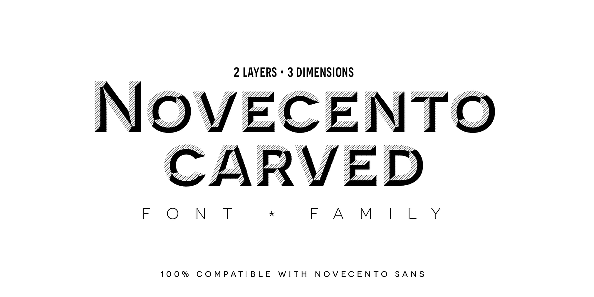 Novecento Carved, a Sans Serif Font by Synthview Type Design (Photo 1 of 8)
