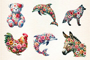 Floral Animals Clipart, Spring Clipa, an Illustration by DreamArtGraphic (Thumbnail 3 of 4)