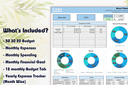 50/30/20 Monthly Budget Spreadsheet, a Templates & Theme by Designbudy (Thumbnail 4 of 9)