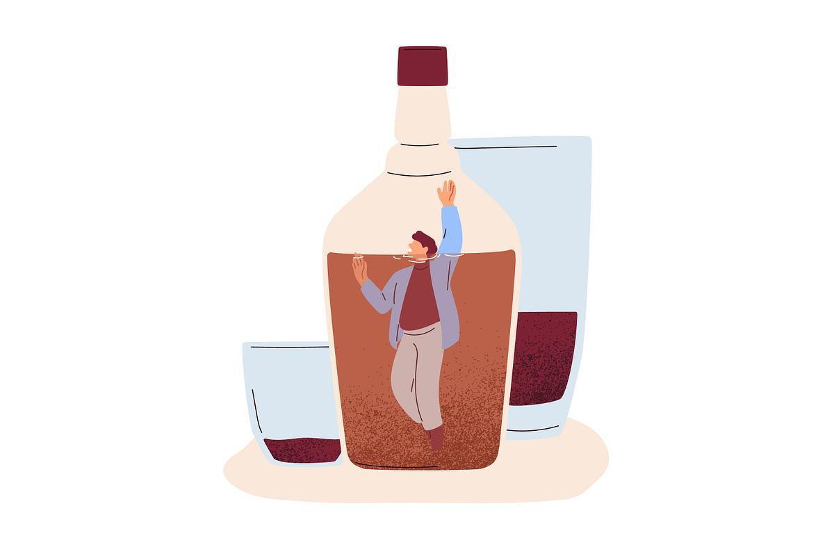 Alcohol abuse and addiction concept, a Food Illustration by Good Studio (Photo 4 of 7)
