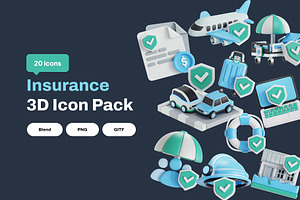 Insurance 3D Icon Pack, an Object 3D Model by Nate Studios
