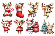 Cute Christmas Reindeer Clipart, an Illustration by Designworld (Thumbnail 2 of 6)