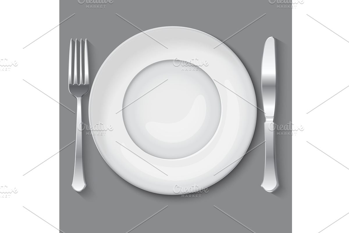 illustration of empty white plate., a Food Illustration by piter.goskov