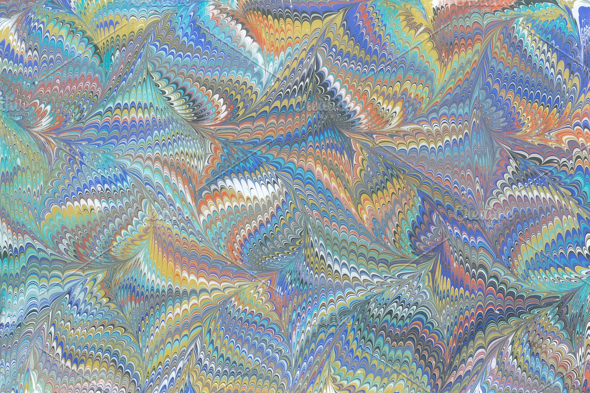 Hand Marbled Paper Jasper Feathers, a Texture Graphic by Marblingdom (Photo 2 of 3)