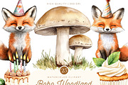 Watercolor Boho Woodland Clipart, an Animal Illustration by SparkyDesignsUS (Thumbnail 1 of 9)
