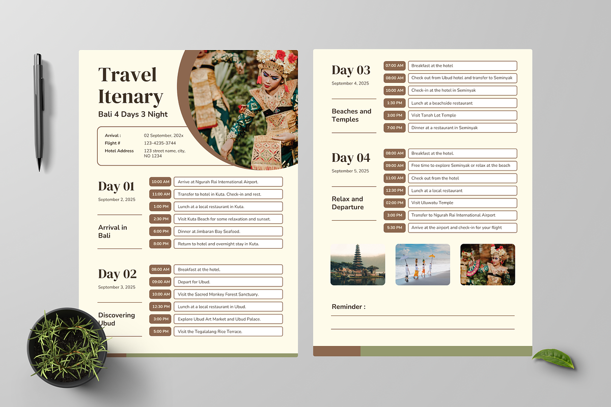 Travel Itinerary, a Flyer Template by Annora Studio (Photo 2 of 5)