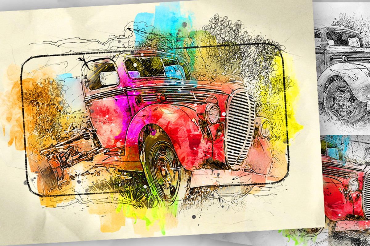 Pen Watercolor Photoshop Action, an Action Add-On by GorynArt (Photo 9 of 23)