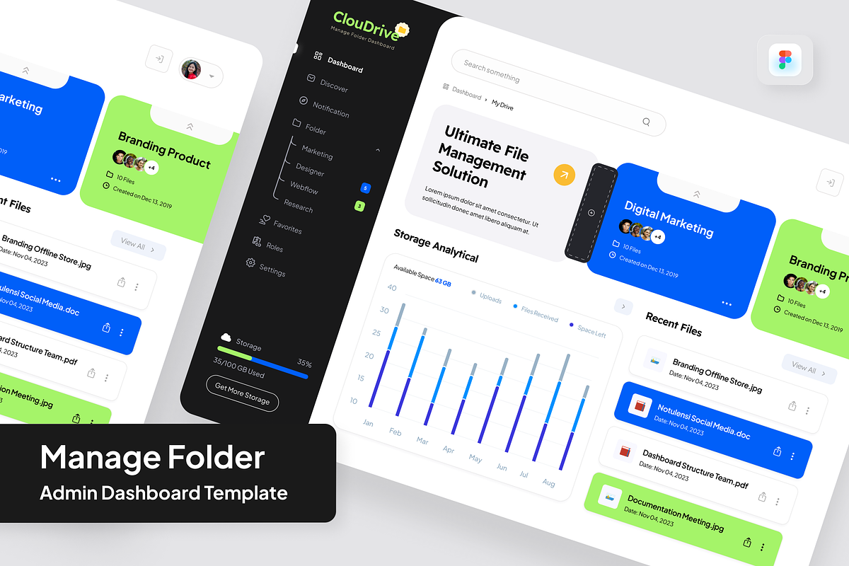 Manage Folder Admin Dashboard, an UI Kit Template by SquidPixey (Photo 1 of 5)