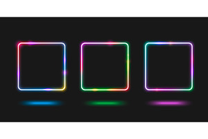 Neon square frame set glowing on, an Illustration by art PVP - market