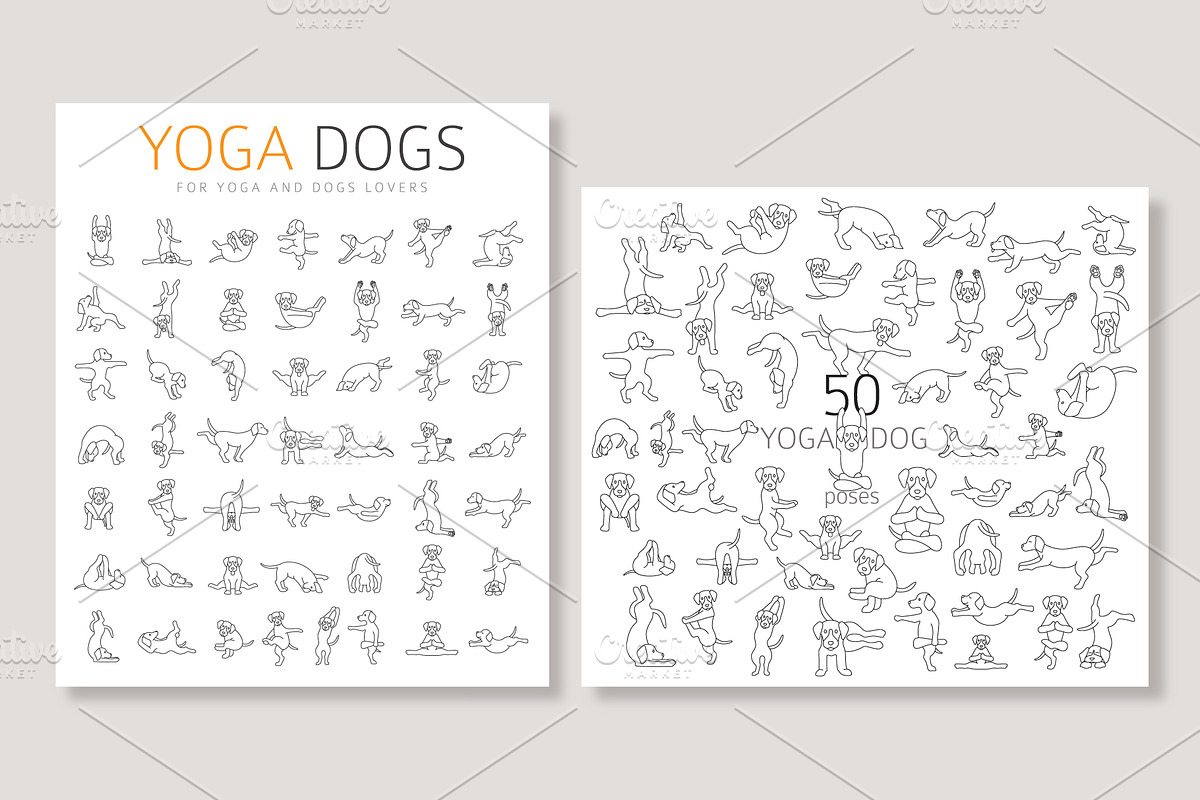 50 yoga dog poses, an Animal Illustration by pet design shop (Photo 4 of 7)