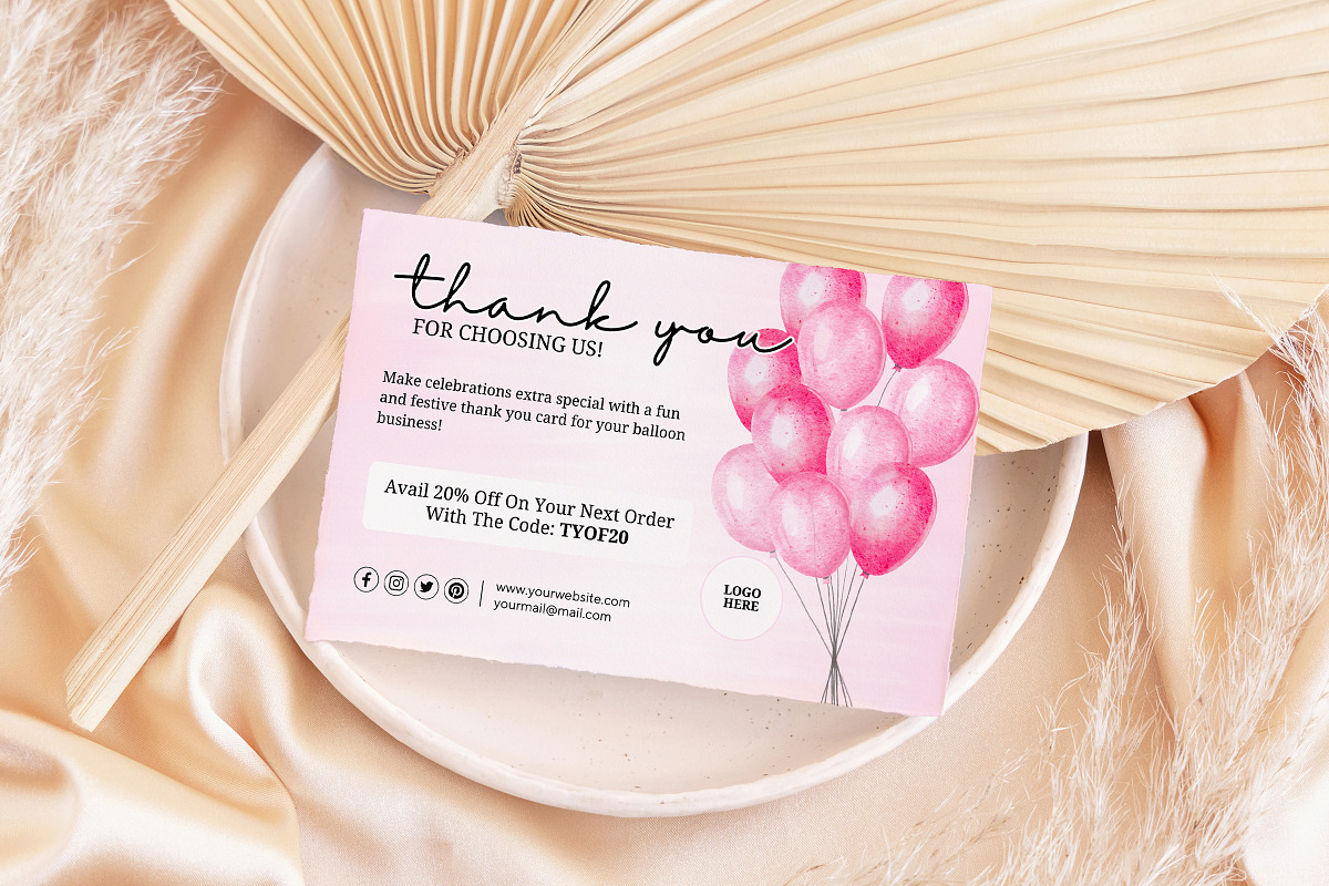 Balloon Business Thank You Card, a Card Template by Snapybiz (Photo 7 of 9)