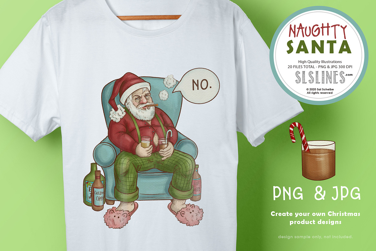 Naughty Santa Christmas Illustration, a Seasonal Illustration by SLS Lines (Photo 6 of 8)