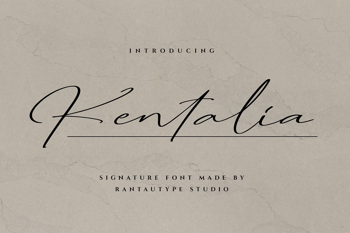 Kentalia Signature Font, a Script Font by RantautypeStudio (Photo 1 of 15)