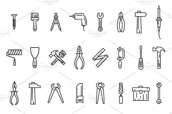 24 Line Art Icons Tool Set