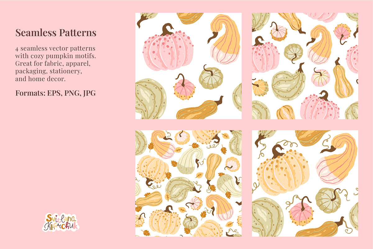 Textured Autumn Pumpkins collection, a Seasonal Illustration by Svitlana Kharchuk (Photo 5 of 12)