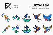 Swallow Birds Flying, an Animal Illustration by Akatype Studio (Thumbnail 1 of 3)