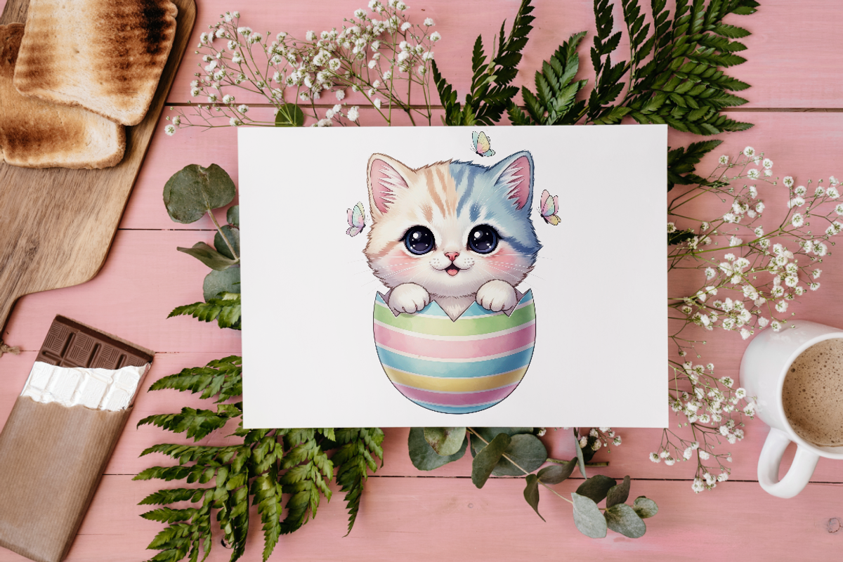 Easter Eggshell Cats PNG Clipart., an Animal Illustration by KennedyStudio (Photo 5 of 5)