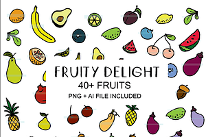 HAND DRAWN FRUIT BUNDLE - VEGAN