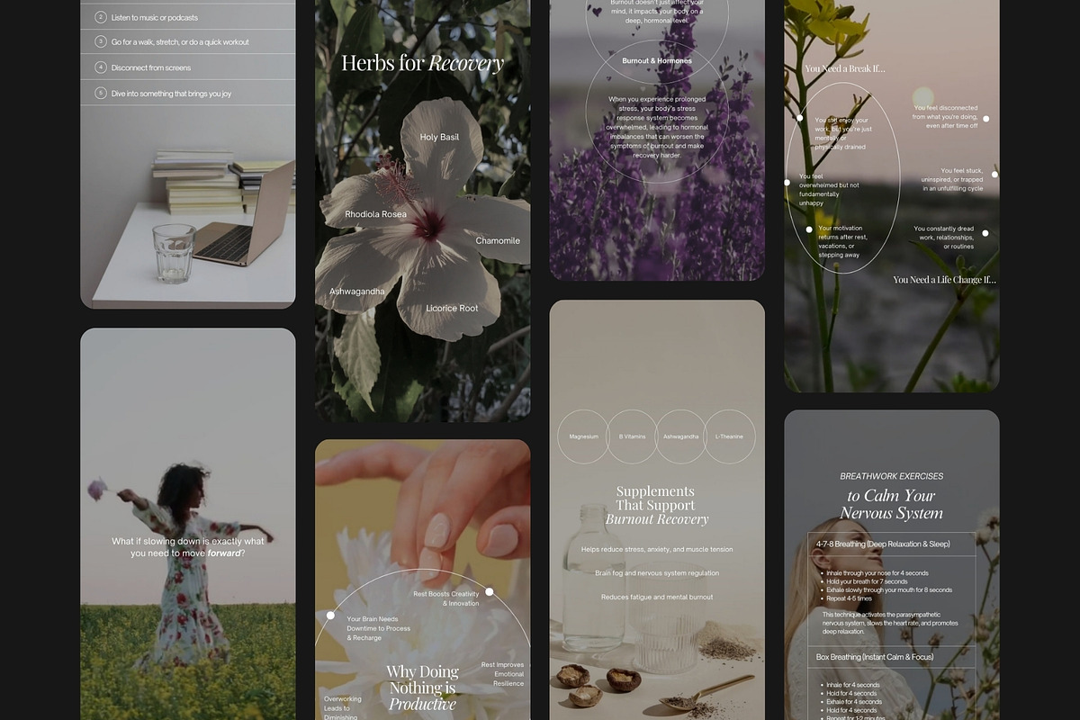 Burnout Recovery Instagram Templates, a Social Media Template by Terraa Studio Design (Photo 3 of 7)